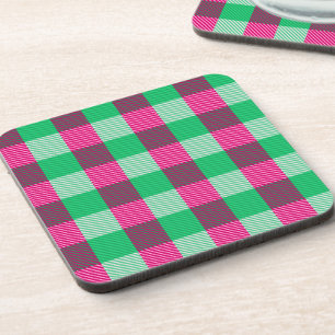 Posavasos Diseño de cheques de Gingham verde rosa