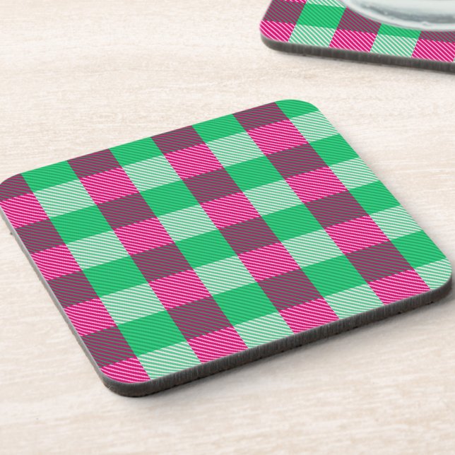 Posavasos Diseño de cheques de Gingham verde rosa (Subido por el creador)