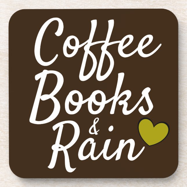Posavasos Diseño de Coffee Books & Rain Guay Quote (Frente)