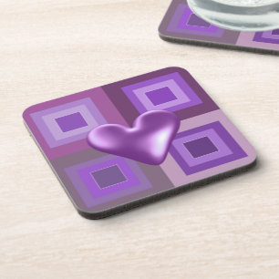 Posavasos Diseño de Corazón Morado Esponjoso