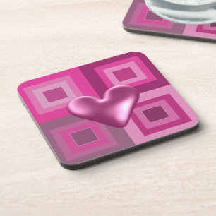 Posavasos Diseño de corazón puffy rosado