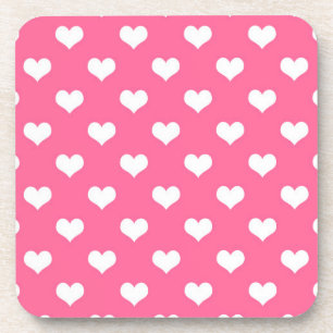 Posavasos Diseño de corazones adorables rosas blancos