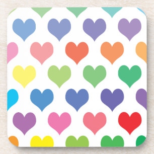 Posavasos Diseño de corazones coloridos