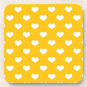Posavasos Diseño de Corazones Encantadores Amarillo Blanco