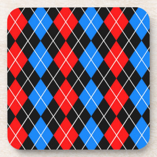 Posavasos Diseño de Cuadro Escocés Argyle Rojo Azul Negro