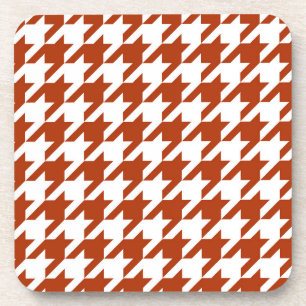 Posavasos Diseño de Cuadro Escocés Houndstooth Marrón Blanco