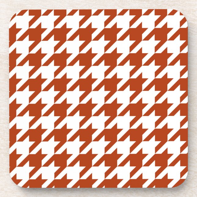 Posavasos Diseño de Cuadro Escocés Houndstooth Marrón Blanco (Frente)