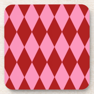 Posavasos Diseño de cuadros arlequín rosa rojo