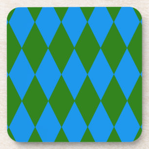 Posavasos Diseño de cuadros de arlequín azul verde