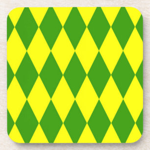 Posavasos Diseño de cuadros de arlequín verde amarillo