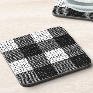 Posavasos Diseño de cuadros escoceses atrevidos en blanco y