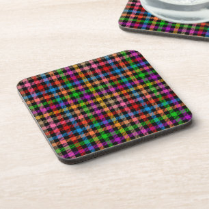 Posavasos Diseño de cuadros escoceses de gingham de arcoíris