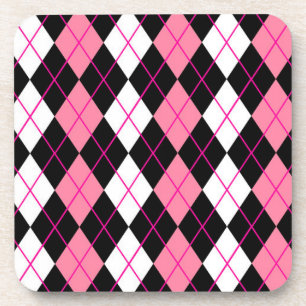 Posavasos Diseño de diamante Argyle rosa negro blanco