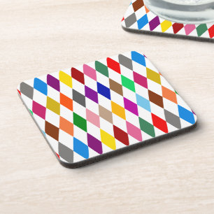 Posavasos Diseño de Diamantes Arlequín Colorido Blanco