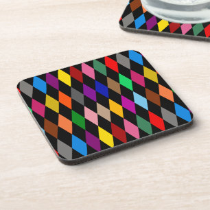 Posavasos Diseño de Diamantes Arlequín Coloridos Negro