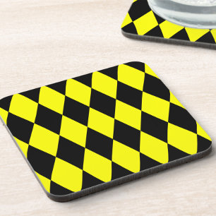 Posavasos Diseño de Diamantes de Arlequín a Cuadros Amarillo