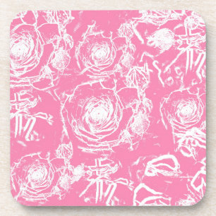 Posavasos Diseño de encaje rosa blanco