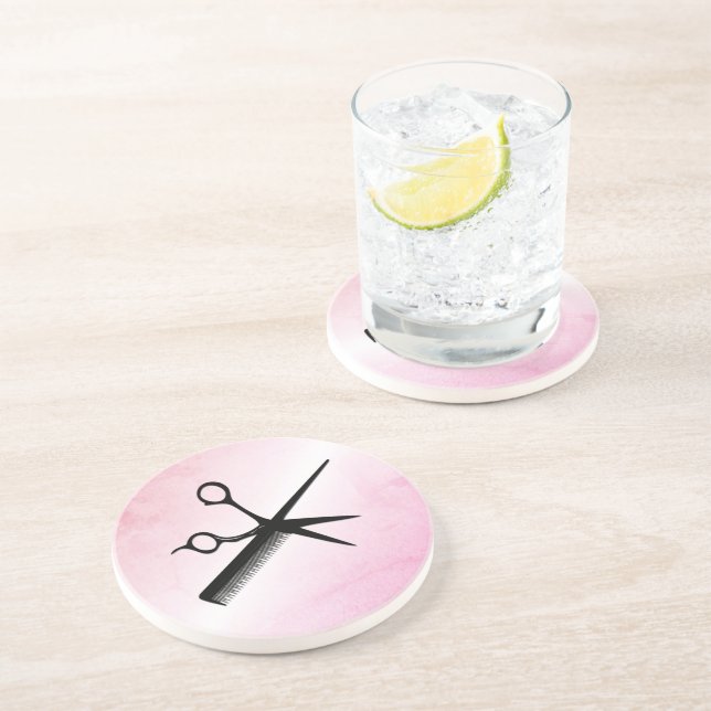 Posavasos Diseño de esteticista rosa (Lado)