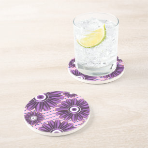 Posavasos Diseño de Flor Abstracto Moderno Patrón Floral Púr