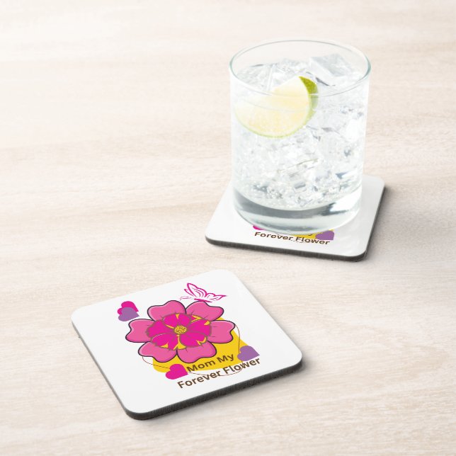 Posavasos Diseño de flor para siempre de mamá (Lado Derecho)
