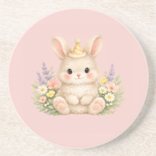 Posavasos Diseño de Flor Silvestre de Conejo Esponjoso para