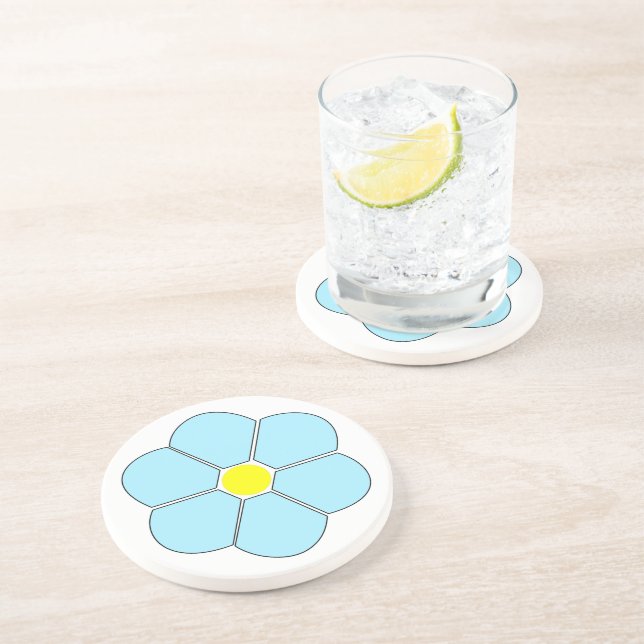 Posavasos Diseño de flores azules (Lado)