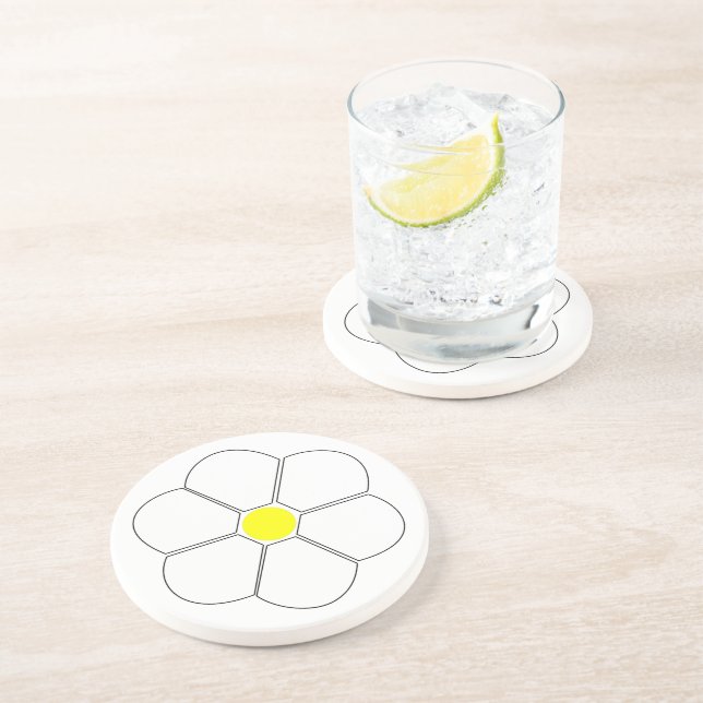 Posavasos Diseño de flores blancas (Lado)