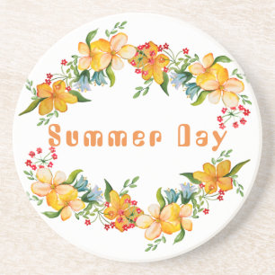 Posavasos Diseño de flores cutáneas de acuarela