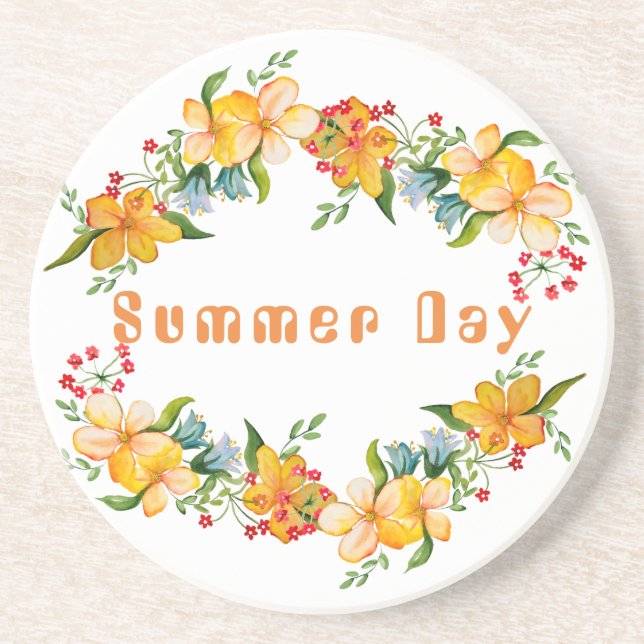 Posavasos Diseño de flores cutáneas de acuarela (Frente)