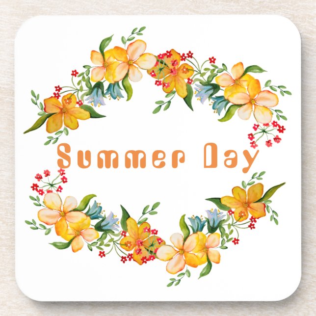 Posavasos Diseño de flores cutáneas de acuarela (Frente)