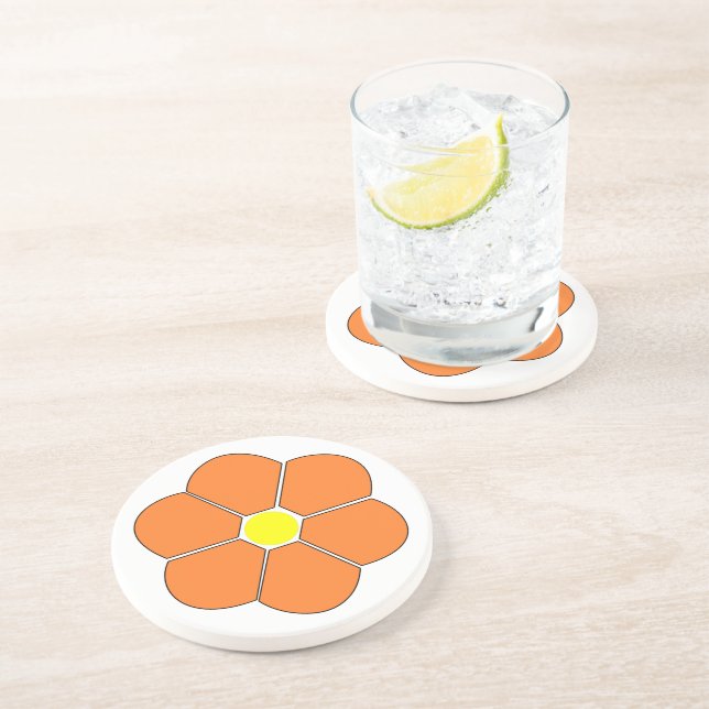 Posavasos Diseño de flores naranjas (Lado)