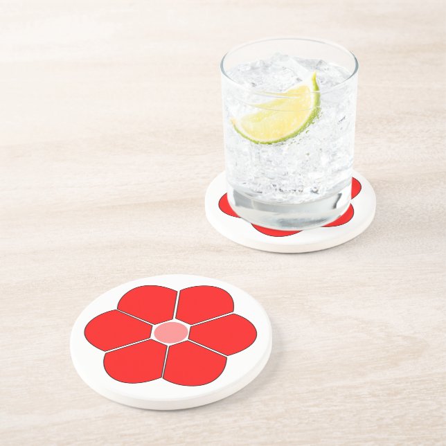 Posavasos Diseño de flores rojas (Lado)