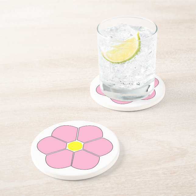 Posavasos Diseño de flores rosadas (Lado)