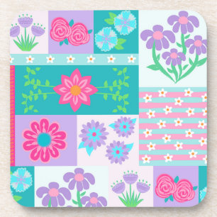 Posavasos Diseño de flores vibrantes en flor