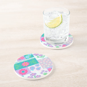 Posavasos Diseño de flores vibrantes en flor