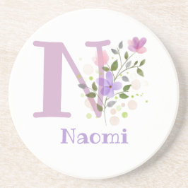 Posavasos Diseño de flores y nombre Initial Plus