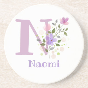 Posavasos Diseño de flores y nombre Initial Plus