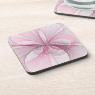 Posavasos Diseño de fractal gris rosa claro abstracto modern