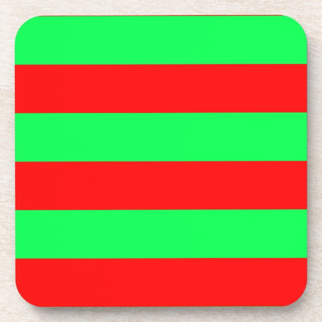 Posavasos Diseño de franjas rojas y verdes (Frente)