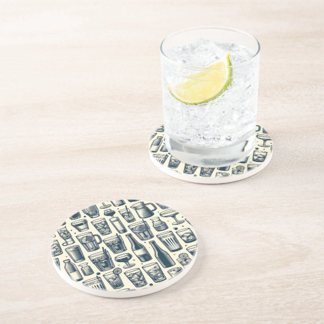 Posavasos Diseño de gafas y botellas (Lado)