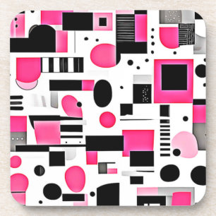 Posavasos Diseño de geometría rosa Pop Art