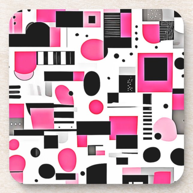 Posavasos Diseño de geometría rosa Pop Art (Frente)