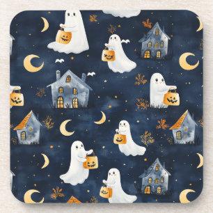 Posavasos Diseño de Halloween con fantasmas y calabazas