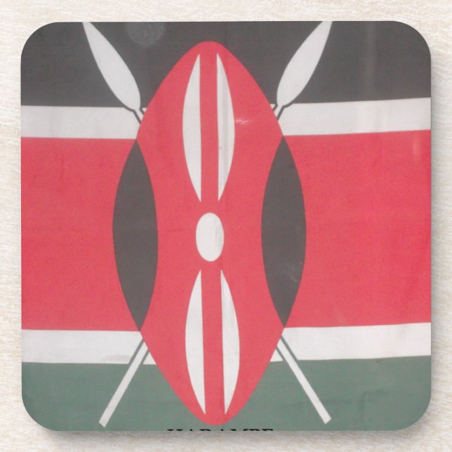 Posavasos Diseño de Harambe con la bandera de Kenia (Frente)