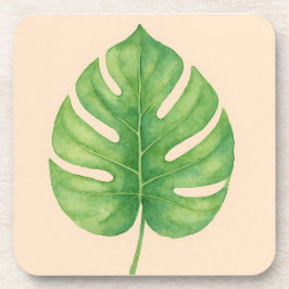 Posavasos Diseño de hoja de Monstera dorada. 