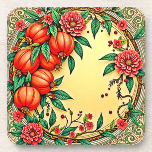 Posavasos Diseño de Ilustracion floral de otoño