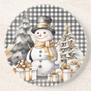 Posavasos Diseño de invierno de nieve para navidades negros