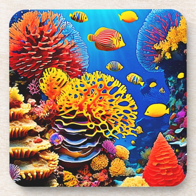 Posavasos Diseño de jardines de coral subacuáticos (Frente)