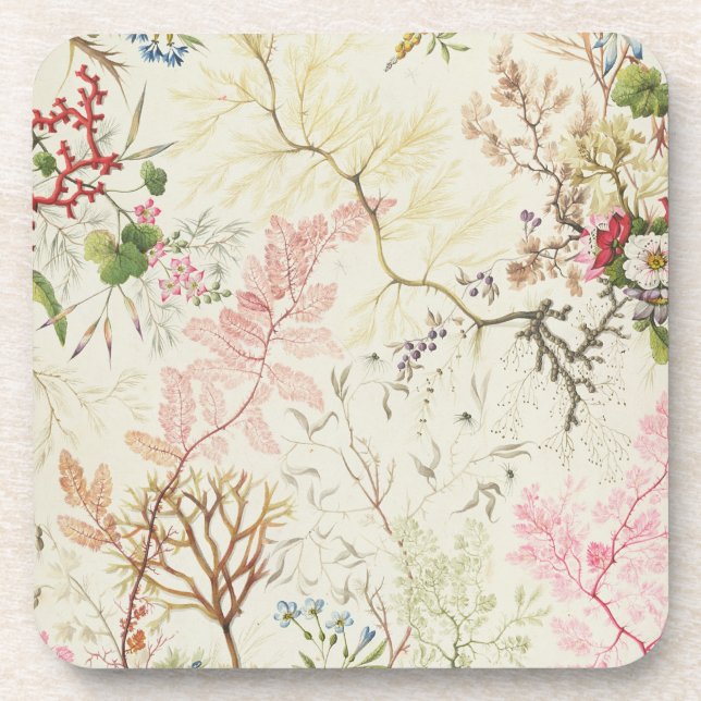 Posavasos Diseño de la alga marina para el material de seda (Frente)