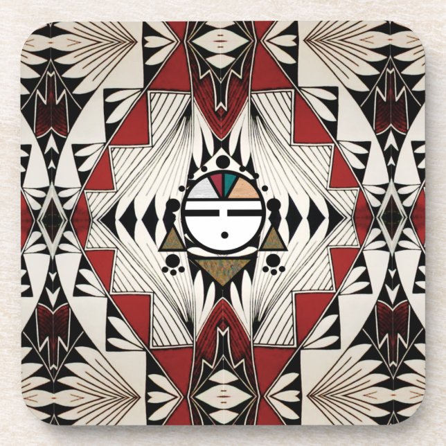 Posavasos Diseño de la cerámica de Zuni Sunface (Frente)